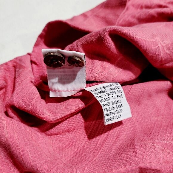 Tommy Bahama Tahitian Border Teaberry Salmon Camp Shirt Silk Cotton Blend NWOT - Picture 7 of 7